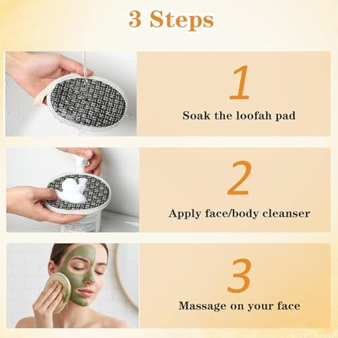 Molain 4 Pack Natural Exfoliating Body Scrubber, Eco-Friendly Bath Sponge for Men Women Shower Scrub - Image 4